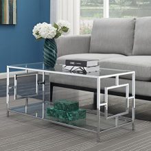 Convenience Concepts 135082 Coffee Table Clear Glass/Chrome Frame