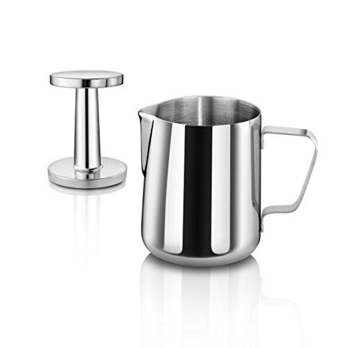 Frothing Pitcher and Die Cast Aluminum Tamper Combo Set