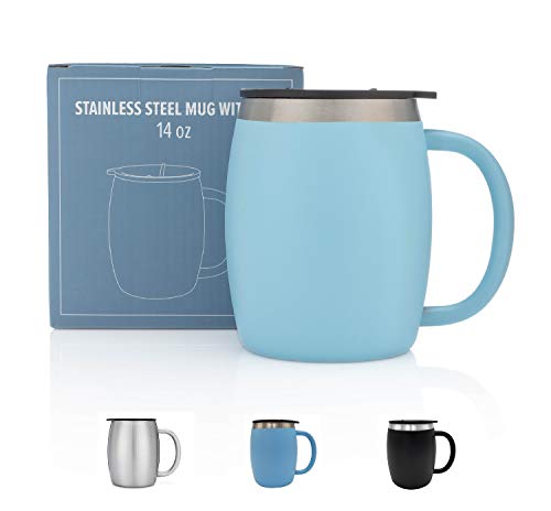 Stainless Steel Coffee Mug with Lid - 14 Oz