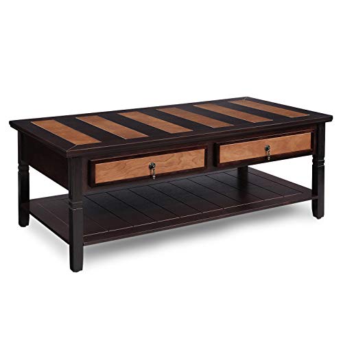 VASAGLE Wooden Coffee Table with 2 Drawers