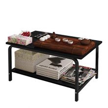 Rectangular Coffee Table with Storage Shelf (Black)