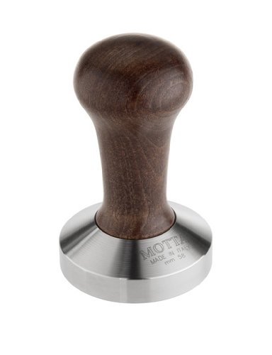 Motta Professional Convex Base Coffee Tamper with Brown Handle, 58mm