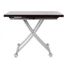 SpaceMaster X Convertible Adjustable Coffee and Dining Table Walnut Wood