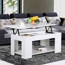 Tea, Coffee Table w/Hidden Storage Compartment & Shelf White