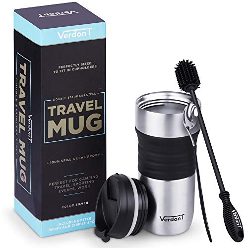 Spill Proof Travel Coffee Mug: 16 oz Stainless Steel Coffee Mugs