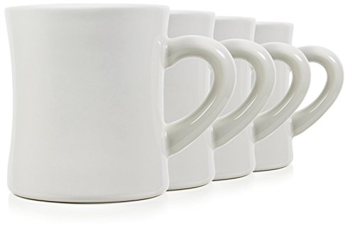 Serami 11oz White Cream Diner Mugs for Coffee or Tea