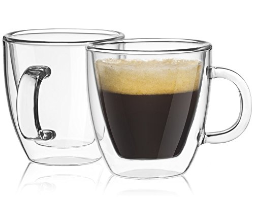 JoyJolt Savor Double Wall Insulated glasses Espresso Mugs Set of 2, 5.4-Ounces