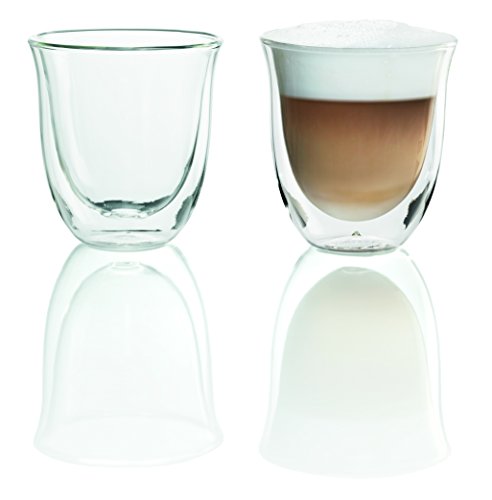 DeLonghi Double Walled Thermo Cappuccino Glasses, 6 fl oz, Set of 2