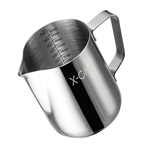 X-Chef Stainless Steel Creamer Frothing Pitcher 20 oz (600 ml)