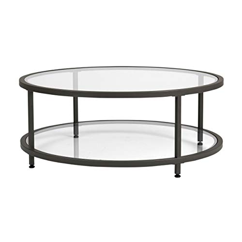 Coffee Table In Pewter With Clear Glass