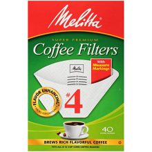 Melitta Super Premium No. 4 Cone Coffee Filters, White, 40 Count (Pack of 12)