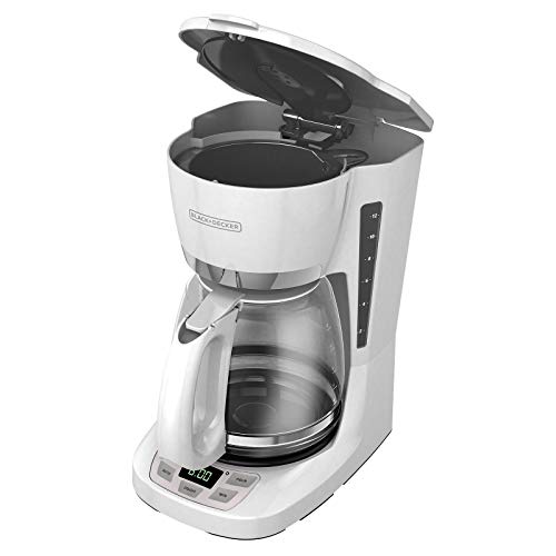 Black+Decker 12-Cup QuickTouch Programmable Coffeemaker, White