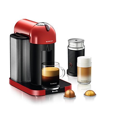 Nespresso Vertuo Coffee and Espresso Machine Bundle with Aeroccino Milk Frother by Breville, Red