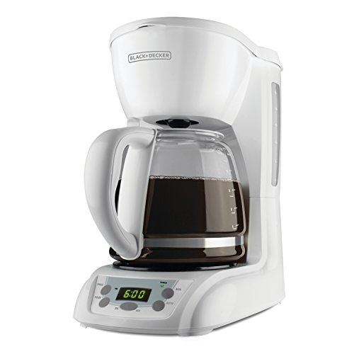 BLACK+DECKER 12-Cup Programmable Coffeemaker with Glass Carafe, White