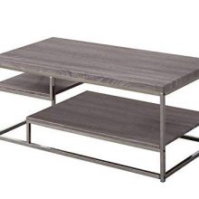 Coaster Home Furnishings 2-Shelf Coffee Table Weathered Grey and Black Nickel