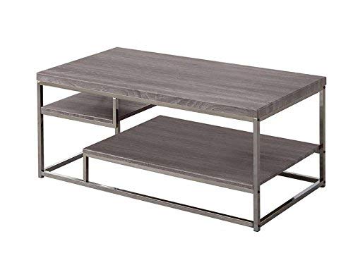 Coaster Home Furnishings 2-Shelf Coffee Table Weathered Grey and Black Nickel