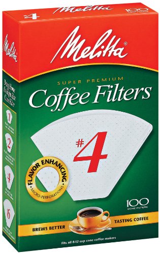 Super Premium Cone Coffee Filters, White, 100 Count