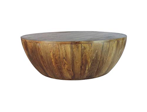 Coffee Table in Round Shape with Distressed Finish