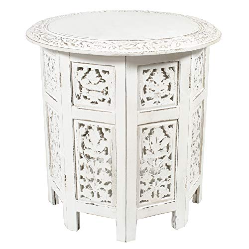 Handcrafted Carved Folding Accent Coffee Table