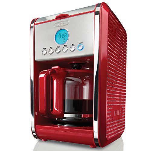 BELLA Dots Collection 12-Cup Programmable Coffee Maker, Red