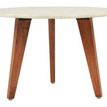 Contemporary Round Accent Side End Coffee Table, Off White Brown