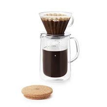 Elegant OXO Brew Glass Pour-Over Set with Heat-Retaining Carafe, Stainless Steel Accents, and Natural Cork Lid – Perfect for Flawless Coffee Brewing 