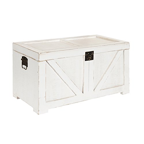 Kate and Laurel Cates Farmhouse Decorative Wood Trunk White