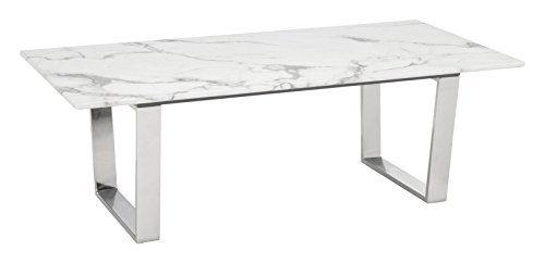 Design Living Lounge Room Coffee Table, White, Faux Marble