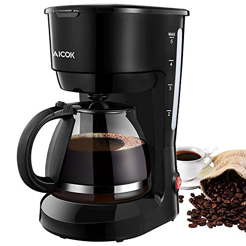 Aicok Coffee Pot Machine with Glass Carafe and One Touch Button