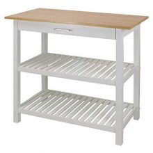 Casual Home Kitchen Island with Solid American Hardwood Top, White