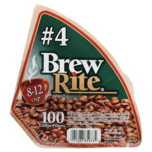 #4 Cone Coffee Filter, 100-Count-Brew Rite-46-101W/24 by Brew Rite
