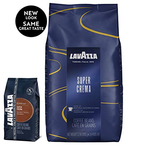 Lavazza Super Crema Whole Bean Coffee Blend, Medium Espresso Roast, 2.2-Pound Bag - 5 Pack
