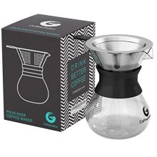 Coffee Gator Pour Over Coffee Dripper – Paperless Filter and Carafe – 10.5 floz - Black