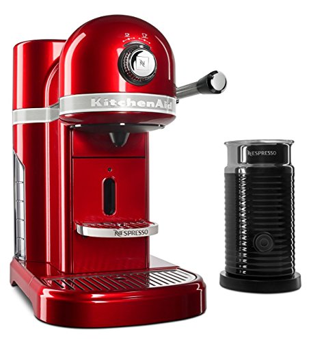 KitchenAid Candy Apple Red Aeroccino Milk Frother Nespresso Espresso Maker, 1.3 L,
