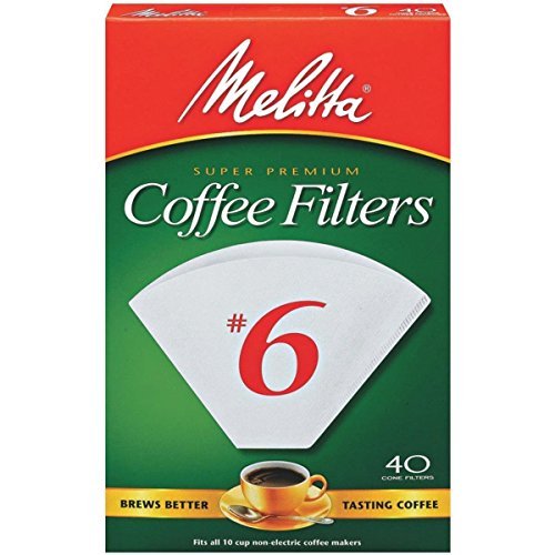 Melitta Cone Coffee Filters, White, No. 6, 40-Count Filters Pack of 2 (80 Filters Total)