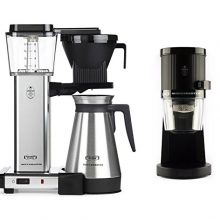Technivorm Moccamaster KBGT Thermal Carafe Brewer Bundle with Technivorm Moccamaster KM4 TT Grinder - Polished Silver Brewer, Matte Black Grinder