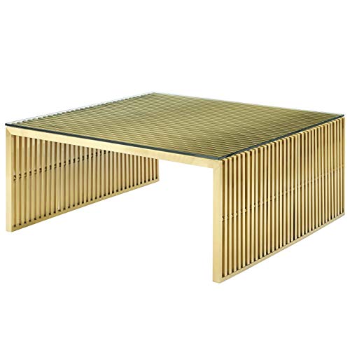 Lounge Lobby Coffee Table, Metal Steel Stainless Steel Glass, Gold