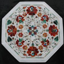 White Marble End Table Top Coffee Table Using Beautiful Carnelian