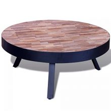 Tidyard Vintage Round Coffee Table Reclaimed Teak Wood Living Room Furniture
