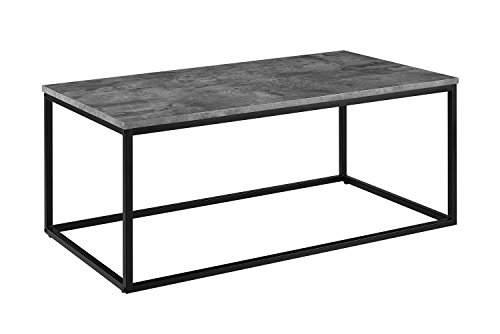 Sleek Contemporary Mixed Material Coffee Table - Dark Concrete