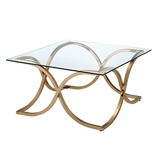 HOMES: Inside + Out Lexine Curved X-Frame Champagne Coffee Table