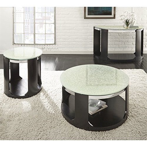 Steve Silver Croften Cracked Glass Top Coffee Table with Casters