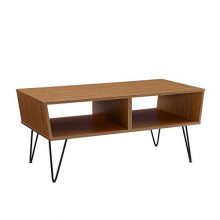 Offex 42" Angled Coffee Table with Metal Hairpin Legs - Acorn