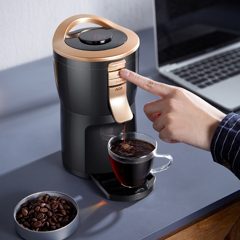 Drip Coffee Maker Full-automatic Cafe American Coffee Machine Portable Coffee Grinder Beans Powder Dual Use Coffe Machine 220V