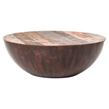 Kathy Kuo Home Rod Rustic Pieced Wood Half Moon Coffee Table