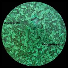 Round Shape Malachite Gemstones Coffee Table Top