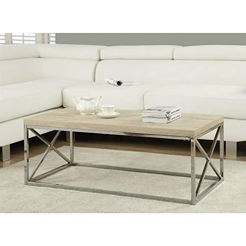 Rectangular Coffee Table with Natural Wood Top and Metal Legs
