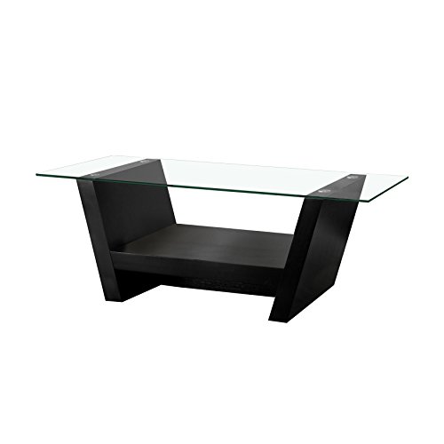 ioHOMES Hudson Coffee Table with Glass Top, Black