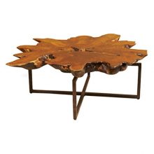 Rustic Lodge Teak Root Iron Abstract Coffee Table
