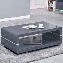 Best Quality Furniture CT42 Glass Top Coffee Table, Dark Gray